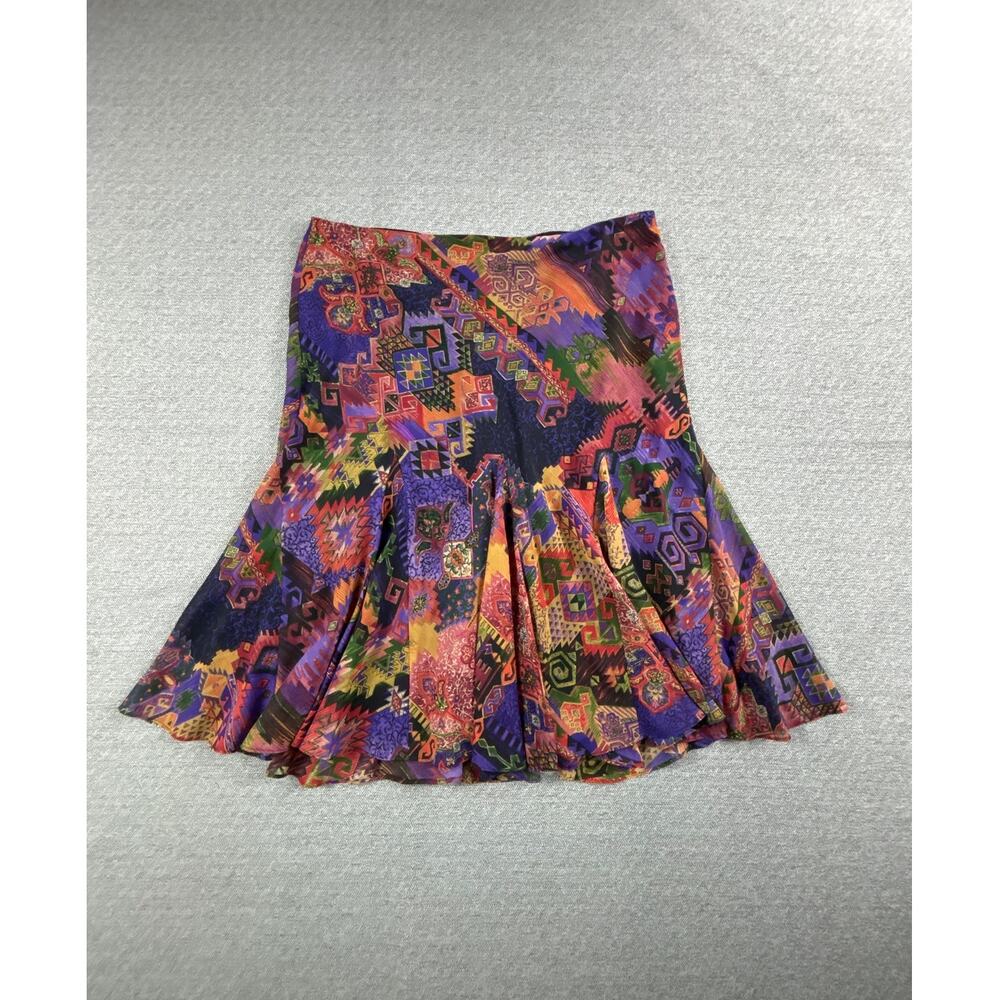 Vintage Lauren Ralph Lauren Sz. 14 Skirt Southwest Geometric Colorful Print Boho